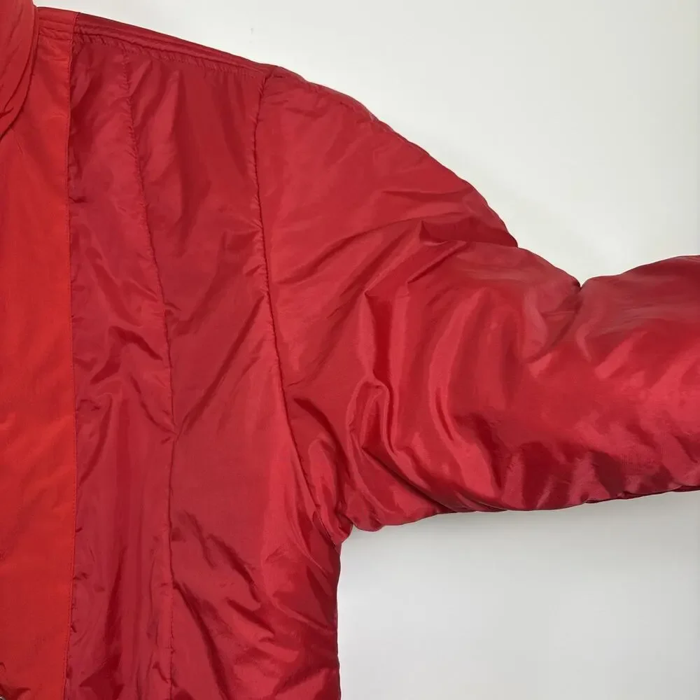 Vintage 80s Red Ski Puffer Jacket Retro Ski Gorpcore Oversized XL - Picture 10 of 16